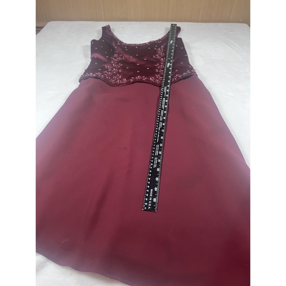 Michelangelo Dress Womens 6 Red‎ Beaded Satin Asymmetrical Hem Bridesmaid Corset - Picture 12 of 13